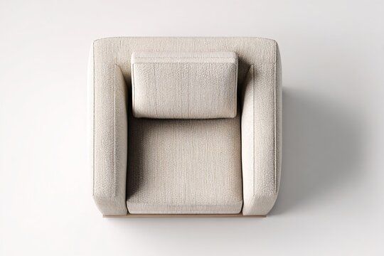 Modern Armchair Top View, Textured Fabric, Minimalist Design, Neutral Colors, Home Decor