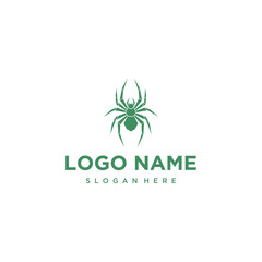 Minimalist Green Geometric Spider Icon for Cyber Security and Tech Network White Background. Vector Logo Design.