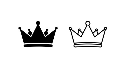 Royal Crown Icons: Black Silhouette and Outline Symbols for Royalty and Success © MdDelowar