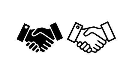 Obraz premium Professional business handshake icon representing partnership, agreement, and deal.