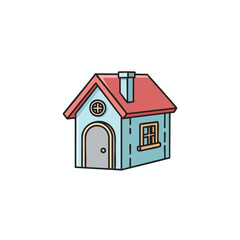Charming Cartoon House Illustration for Home Decor and Real Estate Marketing