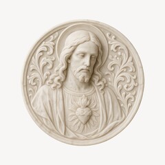 Sacred marble Jesus relief art.
