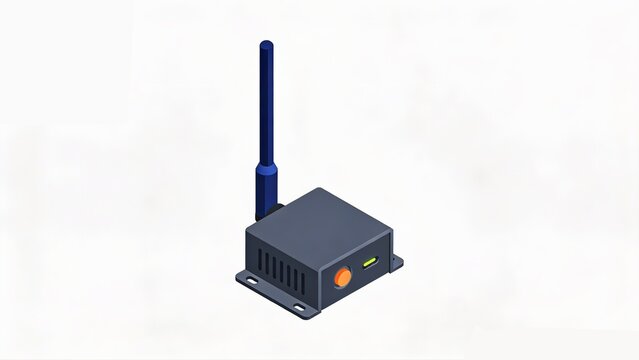 LoRaWAN Gateway Icon | Minimalist 3D Isometric Art of Long Range IoT Connectivity & Edge Hardware