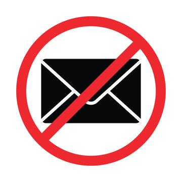 No Email Sign, Envelope Prohibited Communication Symbol Vector Illustration