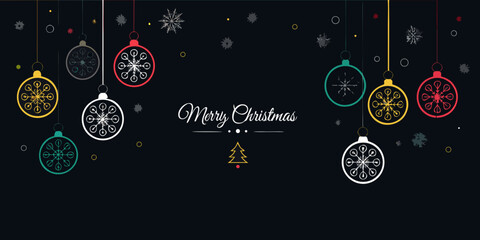 Festive christmas ornaments and a merry christmas greeting on black © Ripan