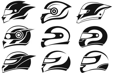 Fototapeta premium set of Racing Helmet silhouette vector illustration isolated on white background