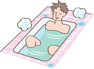 バスタブに浸かる人