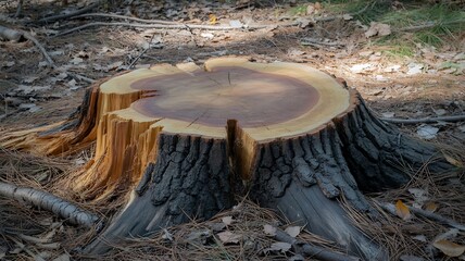 Close-up natural tree stump texture with visible growth rings.