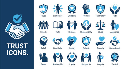 Fototapeta premium Trust icons collection for security law and partnership concepts