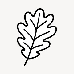 Fototapeta premium Simple black outline oak leaf