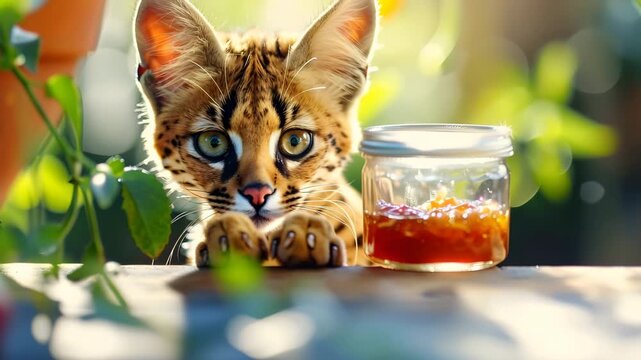 Ocelot Kitten Peeking Curiously with Bright Eyes