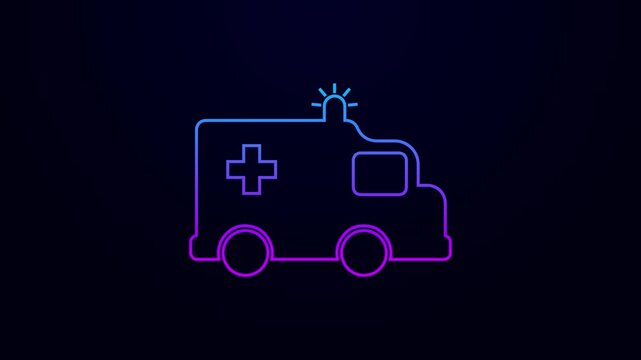 Out Line ambulance icon animation. Medical rescue service motion. Ambulance emergency service 4k video footage.