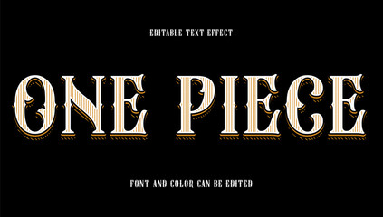 Vintage Nautical Style Editable Text Effect with Golden Stripes and Retro Serif Font © Ika