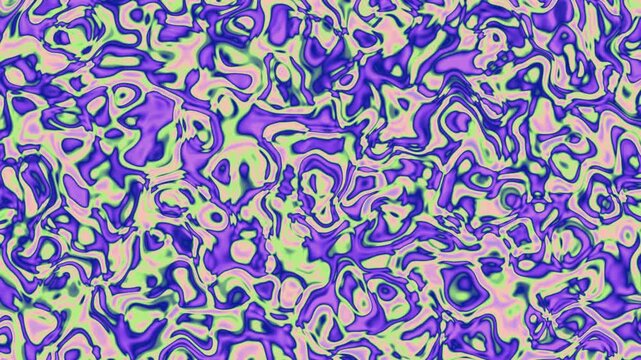 Vibrant abstract pattern with swirling purple, green, and pink shapes on a digital background