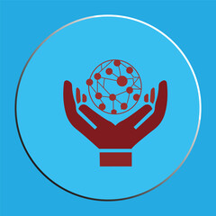Global Networking and Connectivity Concept Icon on Blue Background
