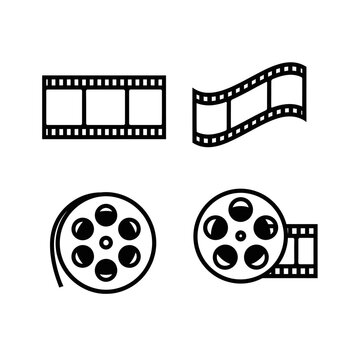 Film Reel Strip Cinema Icon Set Vector Illustration