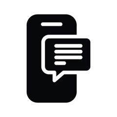 smartphone with square bubble chat and text solid icon vector design good for web or mobile app