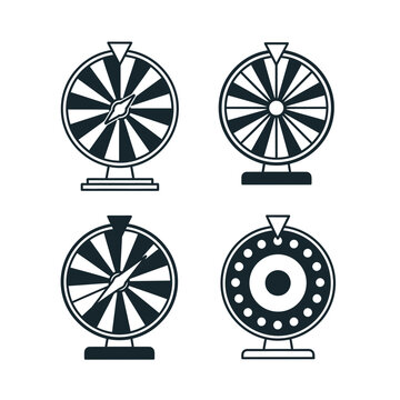 Prize Wheel Spin Game Icon Set Vector Illustration