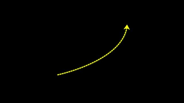 Thin up arrow animation with dotted line and arrowheads, clean white direction symbol on transparent background, seamless 4K motion graphic.