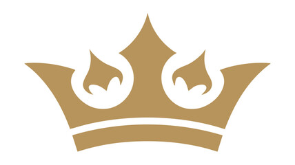 Elegant gold crown with three stylized flames as decorative accents on top