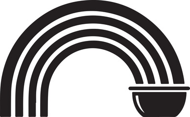 Obraz premium Black silhouette of a rainbow with a pot at the end, representing luck and the pot of gold tradition for St. Patrick's Day. , Generative Ai