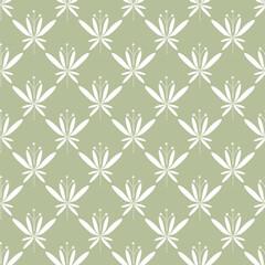 Fototapeta premium A seamless, simple monochrome pattern in Art Deco style. White on a muted green background.
