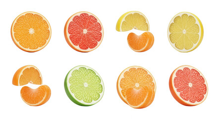 various citrus fruit slices on white surface creating refreshing visuals with clean composition food related projects