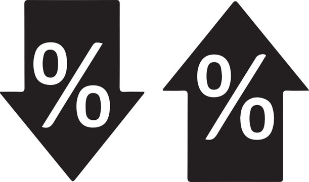 Arrows pointing in opposite directions with percentage symbols indicating change