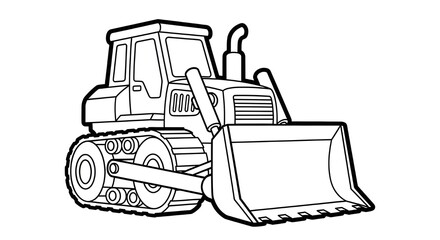  Hand Drawn bulldozer excavator isolated on white Coloring Book Illustration Designs &ndash; Detailed Black and White Line Art Pages for Kids and Adults