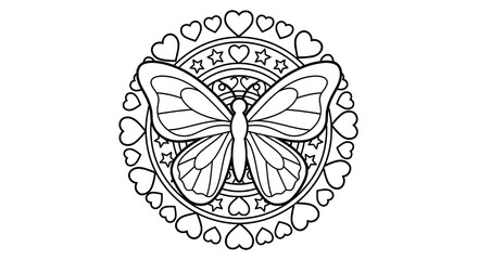 Hand Drawn Butterfly Coloring Book Illustration Designs &ndash; Detailed Black and White Line Art Pages for Kids and Adults