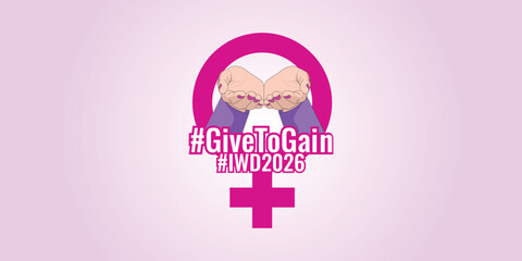Obraz premium International Women's Day 2026 GiveToGain Campaign Post, Editable Vector illustration, #GiveToGain