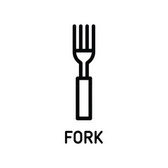 Simple black and white illustration of a dining fork with label