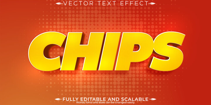 A bright and colorful graphic design featuring the word CHIPS in large yellow letters on a red background