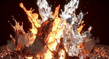 Dynamic Liquid Splash with Fire