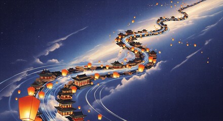 Winding Road to Traditional Chinese Buildings