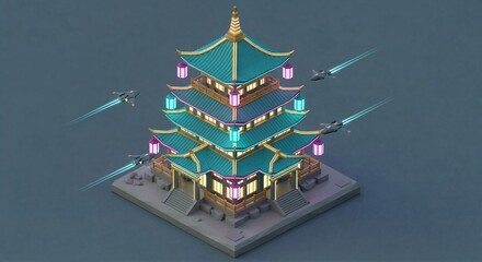 Chinese Pagoda with Spaceships