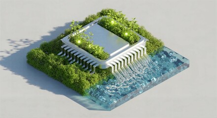 3D Rendered Object with Plants in Controlled Environment
