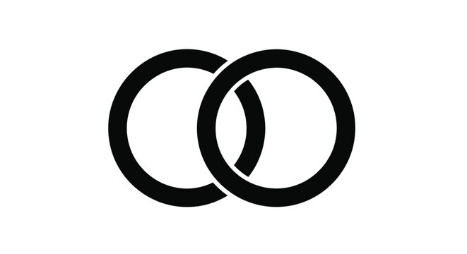 Two interlocking circles forming an infinity symbol presented as a striking black silhouette