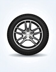 Obraz premium Isolated car tire and wheel against white background