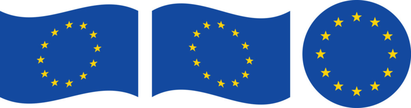 European Union flags vector illustration, flat design symbols
