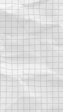 Vertical background video, stop motion video with moving textured background.Minimalist White Crumpled Grid Paper Texture Background for Business and Creative Design