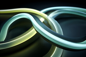 Glowing neon loops intertwined in dark space