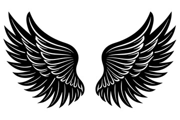 Obraz premium Fantasy Angel Wings Silhouette Vector Graphic Isolated