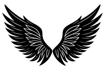 Fototapeta premium silhouette of a angel wings vector illustration isolated on white background