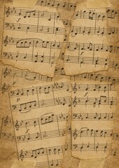 Vintage musical notes collage wallpaper.