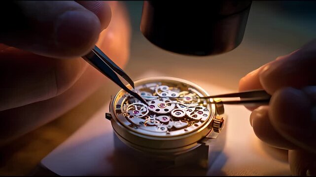 Watchmaker Assembling a Luxury Watch Mechanism