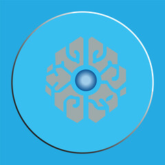 Abstract Geometric Mandala with Central Blue Orb on Cyan Background