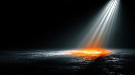 Dramatic Light and Shadow with Orange Glow on Dark Surface