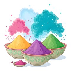 Vibrant holi powder colors in bowls