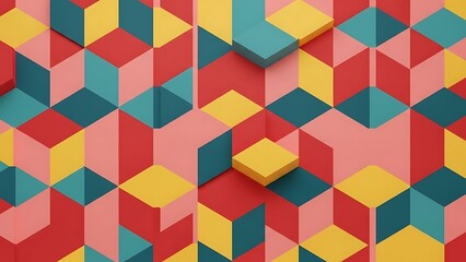 Vibrant 3D geometric pattern with colorful cubes and modern design